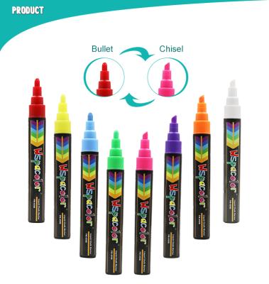 China Erase Premium 6mm Liquid Friendly Reversible Tip Markers Child Chalk Markers Chalk Liquid Marker Pen for sale