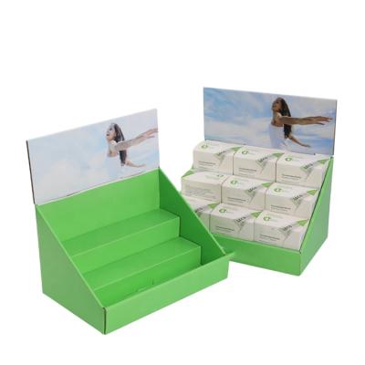 China Recycled Materials Color Printed Corrugated Cardboard Paper Packaging Backing Laminated Fabric Counter Display Gift Box for sale