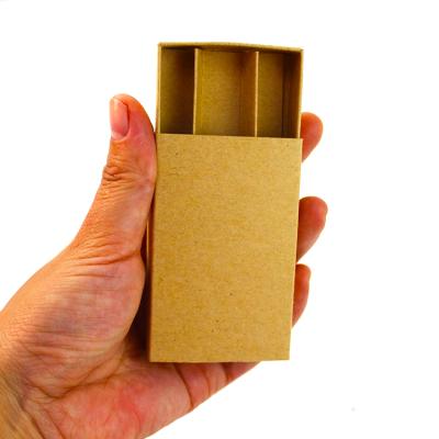 China Recycled Materials Small Mini Brown Recycled Match Pre Roll Slipping Kraft Paper Packaging Box For Hemp Smokes for sale