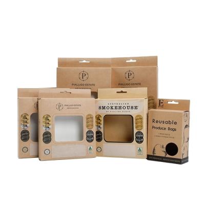 China Recycled Materials Personalized Euro Custom Cardboard Label Eco Kraft Paper Kraft Kraft Box With Window for sale