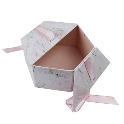 China Recycled Materials Hexagonal Logo Printed Paper Packaging Custom Hat Gift Box for sale