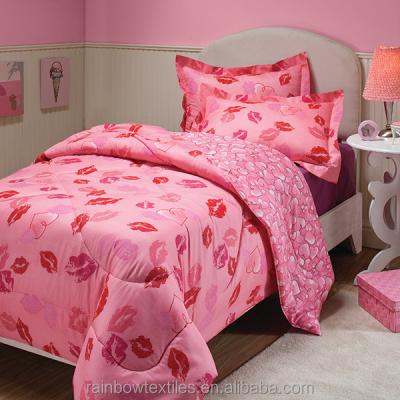 China Plain Hot Pink Full Bed Cartoon Flip Flop Kid's Comforter Set for sale