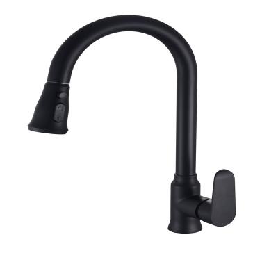 China Modern 304 Stainless Steel Black Pull Down Kitchen Faucet for sale