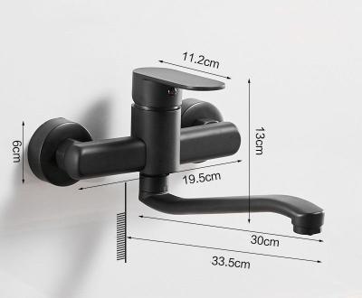 China Modern Kitchen Faucet Wall Mount Black for sale