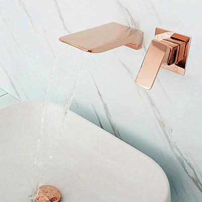 China Metered Faucets Rose Wall Mounted Gold Waterfall Spout Basin Faucet for sale