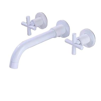 China Metered Faucets Double Handle Three-hole Basin Faucet Plastic for sale