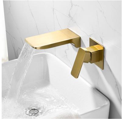 China Metered Faucets Nickel Brushed Wall Mounted Hidden Basin Faucet Spunt for sale