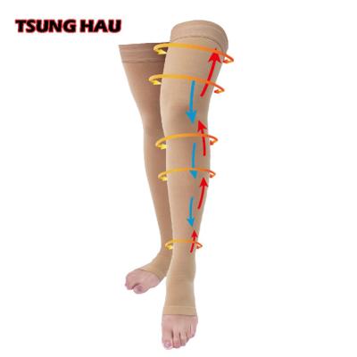 China Antibacterial Thigh High Open Toe Compression Stockings for sale