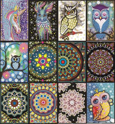 China New DIY Diamond Owl Mandela's Traditional Hot Selling Diary Handmade Notebook Creative DIY Painting Special Shaped Notebook for sale