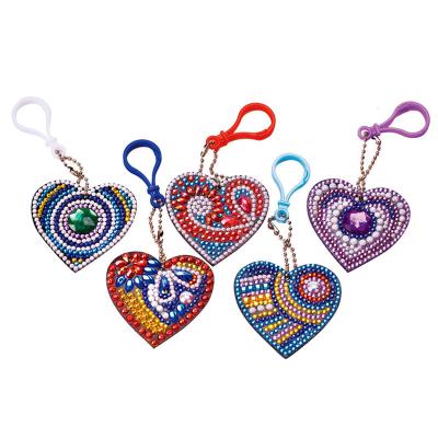 China Wholesale Heart Pendant Eco DIY Diamond Painting Love Fashion Bag Sweater Chain Automobile Key Chain Key Chain Peach Pendant for sale