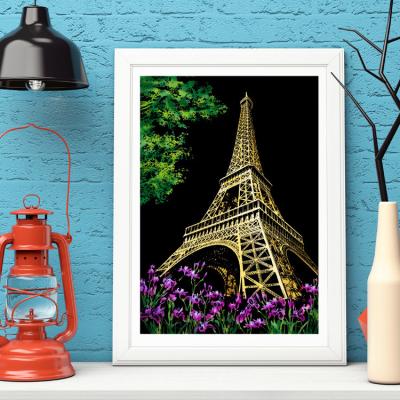 China DIY Series Paris Waterproof Colorful Night City Painting Scratch Landscape Around The World Scratching Creative Birthday Gift for sale