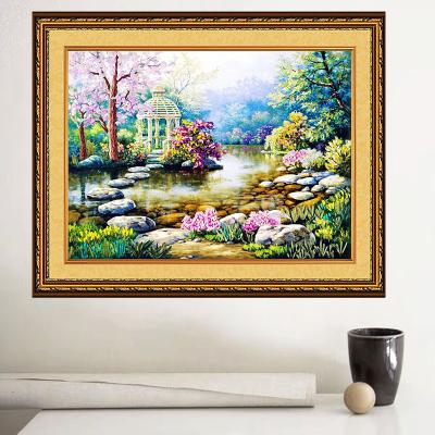 China Newcomer Spring Garden DIY Cross Stitch Painting DIY Silk Ribbon Embroidery Handmade Silk Ribbon Impressionist Creative Frameless Pictures for sale