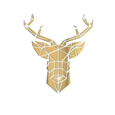 China Geometry Deer Head Mirror Wall Sticker 3D Environmental Protection Wall Paste Eco-Friendly Custom Acrylic Bedroom Living Room Decoratio for sale