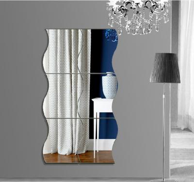 China Eco-Friendly Hot Sale 3D Wave Arc Combination Mirror Geometric Self Adhesive Wall Stickers Non-Toxic Back for Wall Home Decor for sale