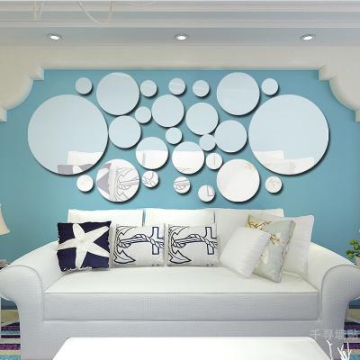 China Hot Selling Eco-Friendly 3d TV Background Mirror Wall Sticker Geometric Splice Acrylic Stickers For Lobby Living Room Bedroom Decoration for sale