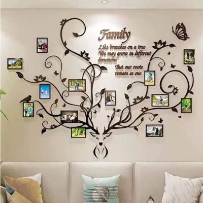 China Eco-Friendly Fashion Home Decal Black Photo View Deer Head Wall Stickers Wallpaper For Living Room Dining Room Background for sale