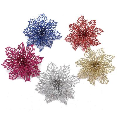 China Metal+plastic Factory Direct Sale Christmas New Year Celebration Decoration Double Deck Christmas Flower Props Christmas Tree Pendant for sale