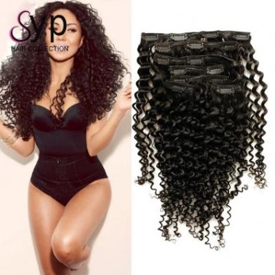 China Clip rizado en el Afro gran DIY del cabello humano de Remy de las extensiones del pelo para las mujeres negras en venta