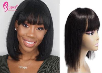 China 260 Gram Remy Lace Front Wigs , Black Bob Wig Natural Hair Color Extensions for sale