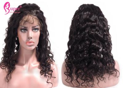 China Natural Hairline Black Human Remy Lace Front Wigs , Bleach Knot Peruvian Lace Frontal Hair Pieces for sale