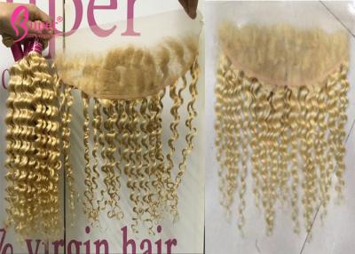 China Ate el cabello humano rizado del cierre 613 de Ombre del pelo de la onda profunda rubia frontal de las extensiones/el 100% en venta