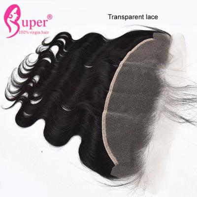 China A cutícula fornecedora do fechamento 13x4 frontal transparente o suíço do laço alinha o cabelo da onda do corpo à venda