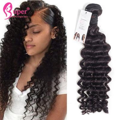 China Soft Malaysian Hair Extensions , Natural Cuticle Aligned Machine Weft 100 Human Hair Deep Wave for sale