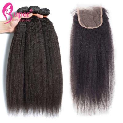 China Soft Peruvian Hair Bundles , Virgin Kinky Straight Human Hair Extensions Cuticle Aligned Steam Processed for sale