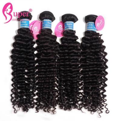 China Extensiones brasileñas rizadas profundas 100g del pelo de la Virgen por negro natural del peso del paquete en venta