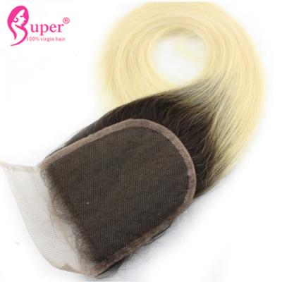 China Pre Plucked Lace Virgin Hair Closures Ombre Cuticle Aligned Straight for sale