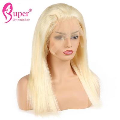 China 613 blonde transparente volle Spitze-Perücken menschliches wirkliches Remy-Haar gerade für Frauen zu verkaufen