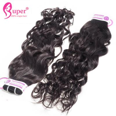 China Natural Black 100% Human Weaving Virgin Cuticle Aligned Hair Water Wave for sale