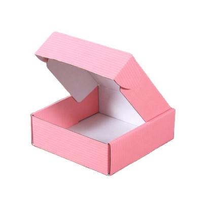 China Recycled Materials 30*20*5cm Custom Printed Pink Corrugated Shipping Cardboard Pink Mailing Mailer Box for sale