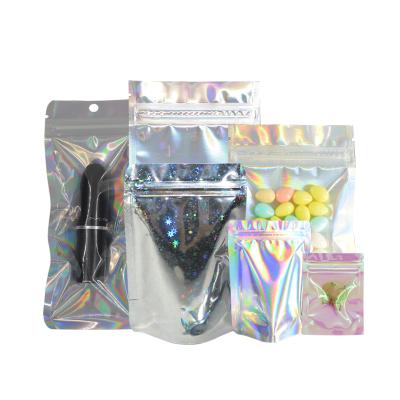 China Holographic Barrier 85x130+25mm Smell Resistant Mylar Zipper Lock Hologram Packaging Bags for sale