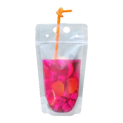 China Custom Printing 500ml Matt Clear Moisture Proof Stand Up Drink Pouches Bags With Straws for sale