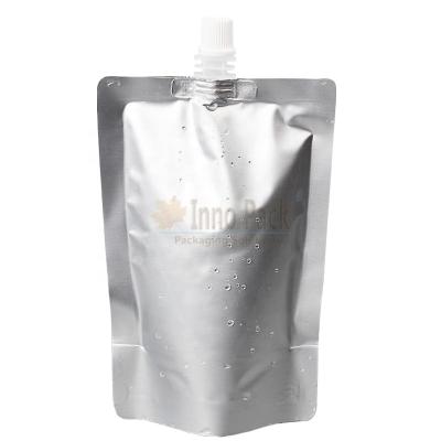 China Moisture Proof 12x17+4cm Silver Color 350ml Water Doypack Pouch With Spout for sale