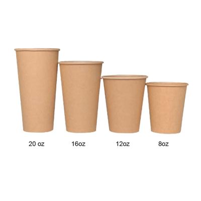 China Eco - Friendly Disposable Compostable Brown Kraft Paper Single Wall Cup For Coffee for sale