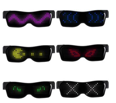 China Newest USB Party Decoration 2022 APP Rechargeable Programmable Blue Tooth LED Flashing Light Party Magic Glasses for sale