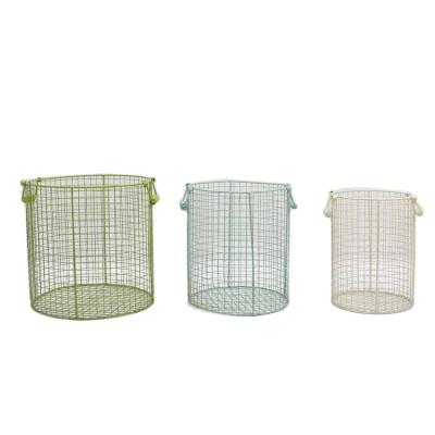 China Viable Hot Selling Modern Kid Toy Storage Basket Hand Craft Metal Wire Baby Three Set for sale