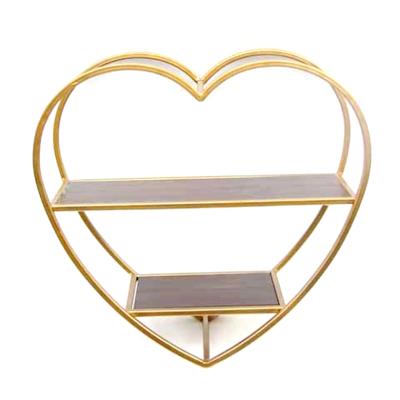 China FUHUA Heart Shape Metal 2 Layers Sustainable Decorative Wall Shelf Floating Shelves for sale