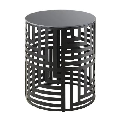 China Convertible New Modern Metal Round End Table Black Round Side Coffee Table For Living Room for sale