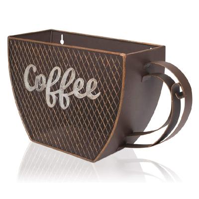 China Factory Viable Metal Coffee Mug Storage Organizer Metal Coffee Mug Storage Basket Wall Mounted Coffee Pod Holders for sale