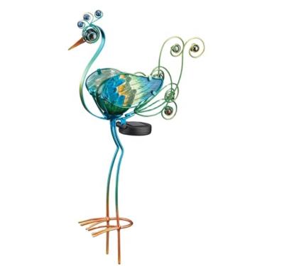 China Europe Amazon Hot Selling Metal Peacock Sculpture Decor Garden Solar Led Light Stake for sale