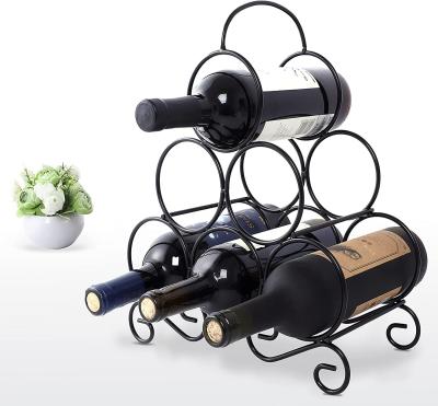 China Wire Wine Storage Rack Free Standing Metal Wine Rack Black Wine Organizer for sale