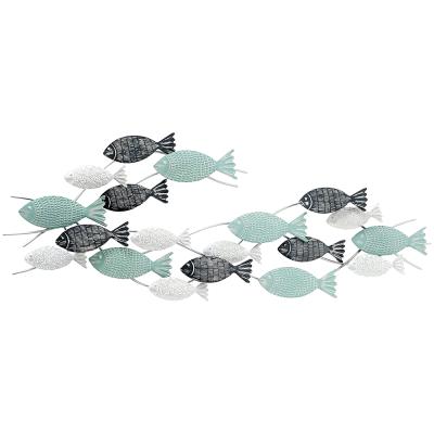 China Minimalist FUHUA school of fish metal wall decor FISH wall sculpture hanging wall art for sale