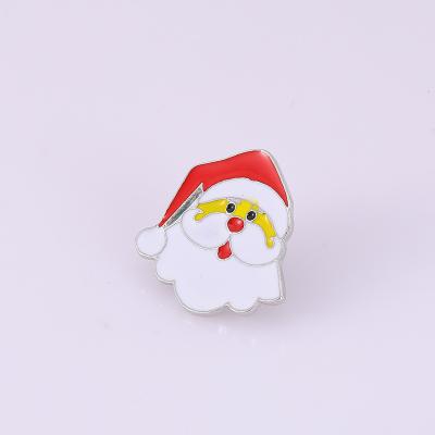 China China Custom Dyed Santa Metal Father Christmas Lapel Badge Pin Merry Christmas Gifts Decoration for sale