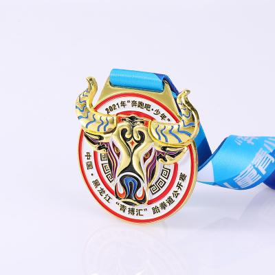 China Hot Selling China Bronze Medals White Race Award Race Metal Gold Silver Custom Medal for sale