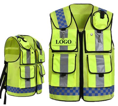 China Anti-pilling Wholesale Safety Safety Hot Sale Yellow Vest With Pockets With Printed Logo for sale