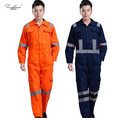 China Reflective Long Sleeve Overall Safety Reflective Workwear With Pocket Tape Repairman Auto Repair Machine Electric Welding for sale