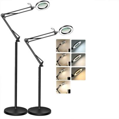 China Industrial Adjustable Makeup Floor Lamp Magnifying Floor Lamp Metal Arm Swing Nordic Modern Style for sale